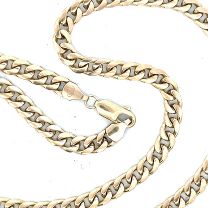 9ct yellow gold chain weighing 22.7g, unbranded jewelry chain with a detailed link design, shown in close-up image.