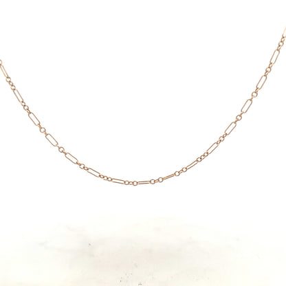 9ct yellow gold chain weighing 3.3g, unbranded, with a classic link design, shown in a close-up image.