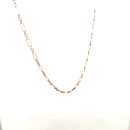 9ct yellow gold chain weighing 3.3g, unbranded jewelry chain shown with detailed links and polished finish.