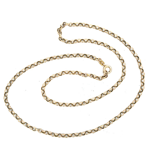9ct yellow gold chain weighing 7.2g, unbranded jewelry chain with a classic design, shown in a close-up image.