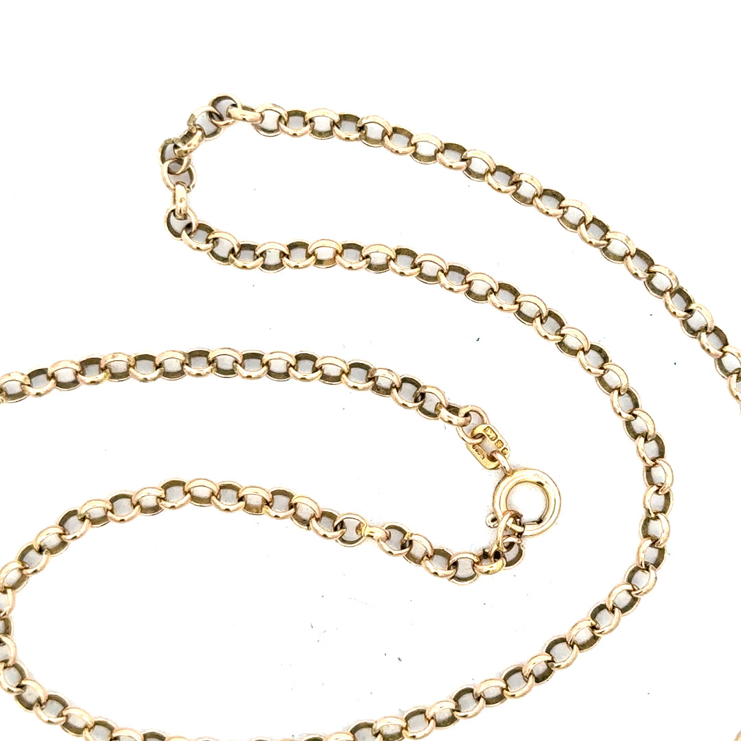 9ct yellow gold chain weighing 7.2g, unbranded, with a classic link design, shown on a plain background.