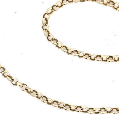 9ct yellow gold chain weighing 7.2g, unbranded, with detailed links visible, ideal for jewelry and accessory styling.