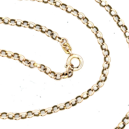 9ct yellow gold chain weighing 7.2g, unbranded jewelry chain with a classic link design, shown in a close-up image.