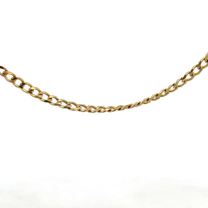 9ct yellow gold chain weighing 7.4g, unbranded jewelry chain with a classic design, shown in a close-up image.