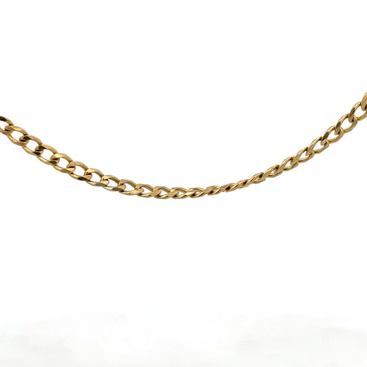 9ct yellow gold chain weighing 7.4g, unbranded jewelry chain with a classic design, shown in a close-up image.