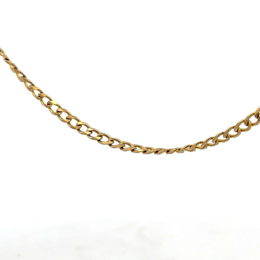 9ct yellow gold chain weighing 7.4g, unbranded jewelry chain with a classic design, shown in a close-up view.