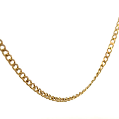 9ct yellow gold chain weighing 7.4g, unbranded jewelry chain with a classic design, displayed on a plain background.