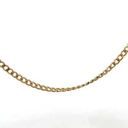 9ct yellow gold chain weighing 7.4g, unbranded jewelry chain with a classic link design, shown in a close-up image.