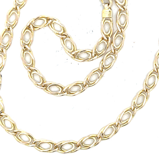 9ct yellow gold chain weighing 7.8g, unbranded jewelry chain with a classic design and polished finish.