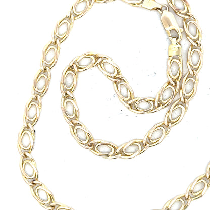 9ct yellow gold chain weighing 7.8g, unbranded, with detailed links, shown on a plain background for jewelry display.