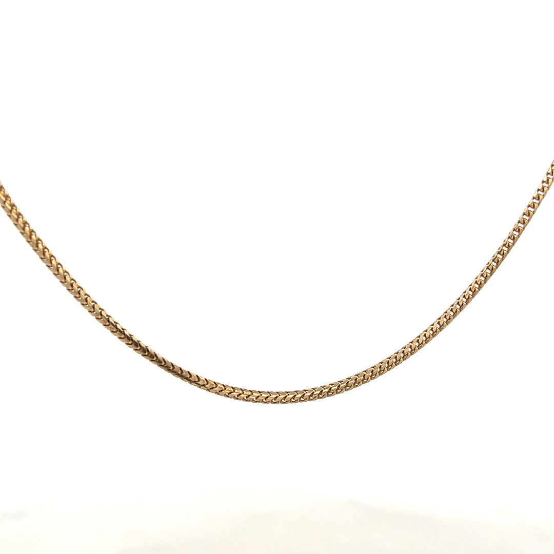9ct yellow gold chain weighing 9.2g, unbranded jewelry chain with a classic link design, shown in the product image.