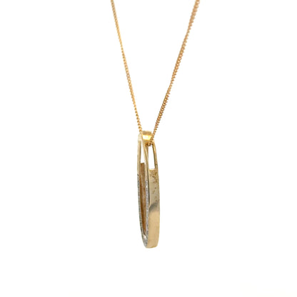 9ct yellow gold chain with diamond pendant, lightweight jewelry piece, showcasing a delicate gold chain with sparkling diamond accents.