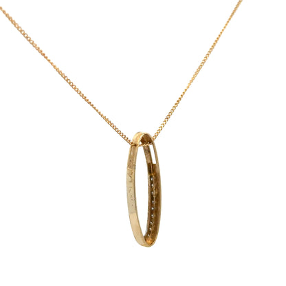9ct yellow gold chain with diamond pendant, lightweight and elegant jewelry accessory, shown with detailed gold chain and sparkling pendant.