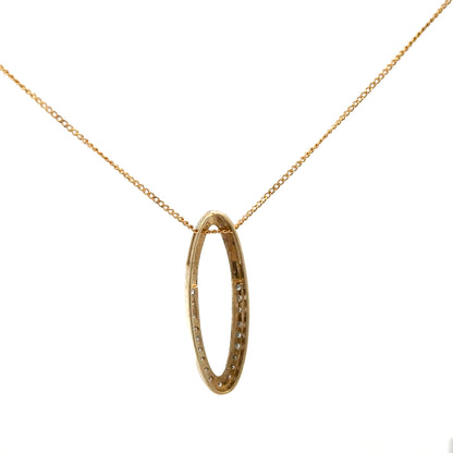 9ct yellow gold chain with diamond pendant, detailed close-up of the elegant jewelry piece showcasing its sparkle and craftsmanship