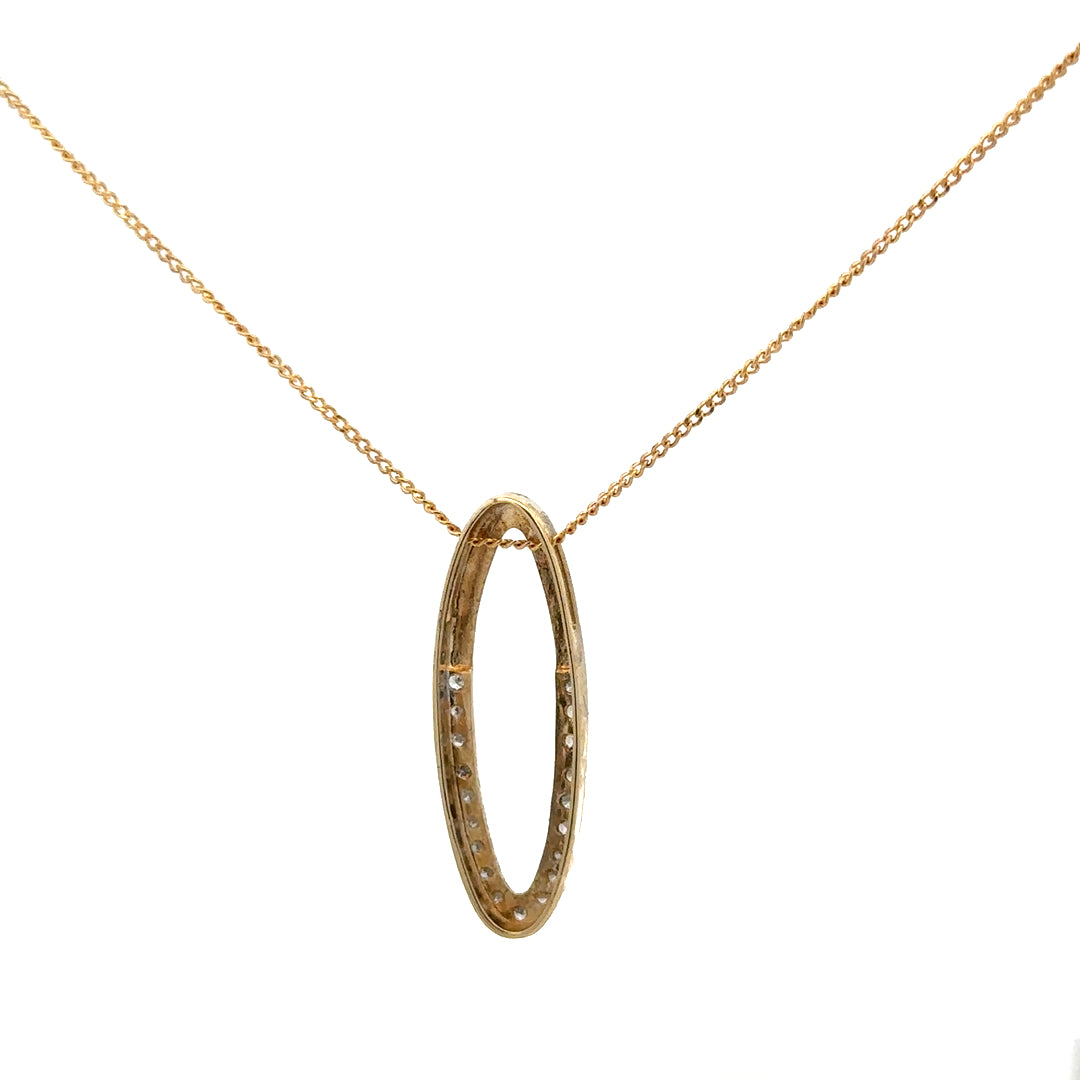 9ct yellow gold chain with diamond pendant, unbranded, showing the elegant chain and sparkling diamond detail.