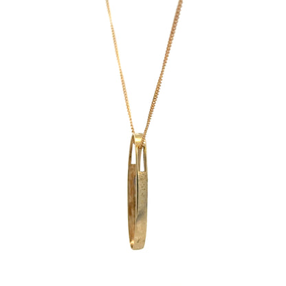 9ct yellow gold chain with diamond pendant, lightweight jewelry featuring a delicate gold chain and sparkling diamond accent.