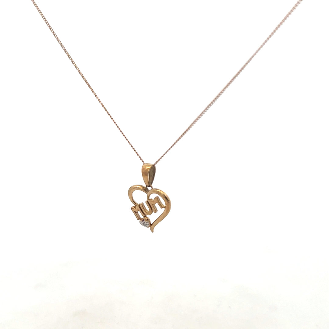 9ct yellow gold chain with a mum pendant, lightweight and elegant jewelry piece, featuring a detailed floral design.