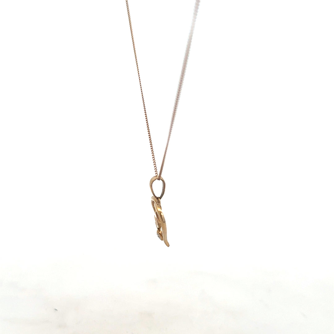 9ct yellow gold chain with a mum pendant, lightweight jewelry accessory, featuring detailed floral design on the pendant.