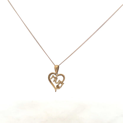 9ct yellow gold chain with mum pendant, lightweight jewelry piece, showcasing a delicate and elegant design.