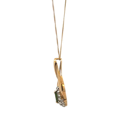 9ct yellow gold chain with pendant, lightweight jewelry piece, featuring a simple and elegant design.