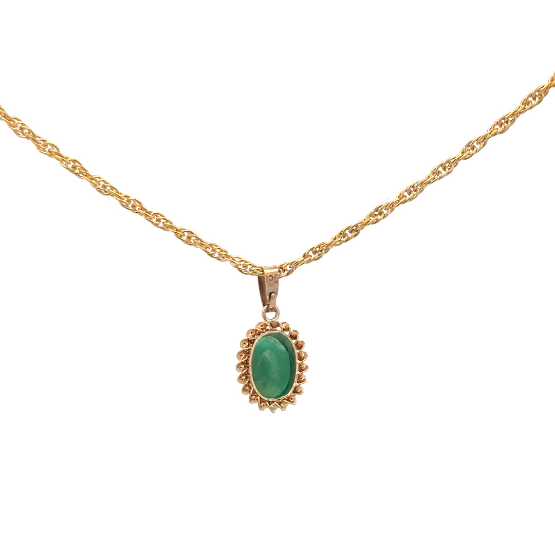 9ct yellow gold chain with pendant, unbranded jewelry, showcasing a detailed gold pendant and matching chain on a neutral background.
