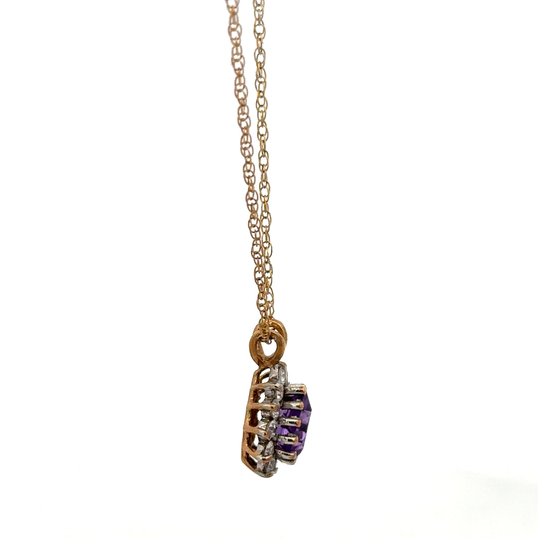 9ct yellow gold chain with pendant, unbranded, weighing 1.9g, displayed on a plain background.