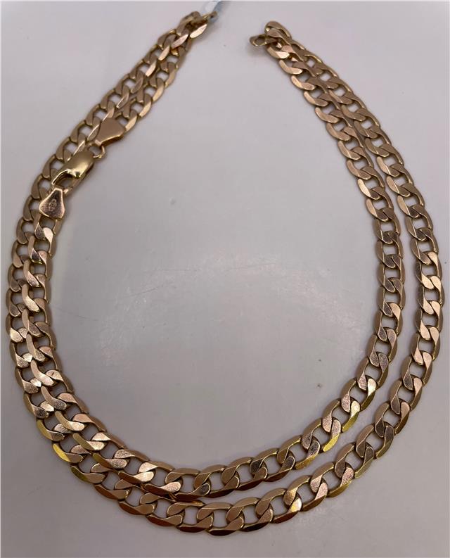 9ct yellow gold chain with a classic link design, unbranded jewelry accessory in shiny gold finish.