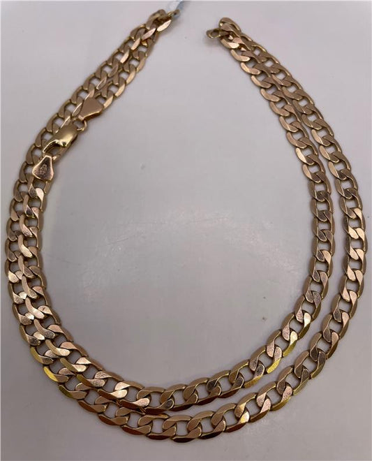 9ct yellow gold chain with a classic link design, unbranded jewelry accessory in shiny gold finish.