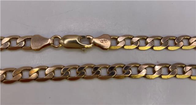 9ct yellow gold chain with classic design, close-up view showing polished links, unbranded jewelry accessory.