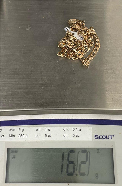9ct yellow gold chain with a smooth, polished finish, showcasing a classic jewelry chain design.