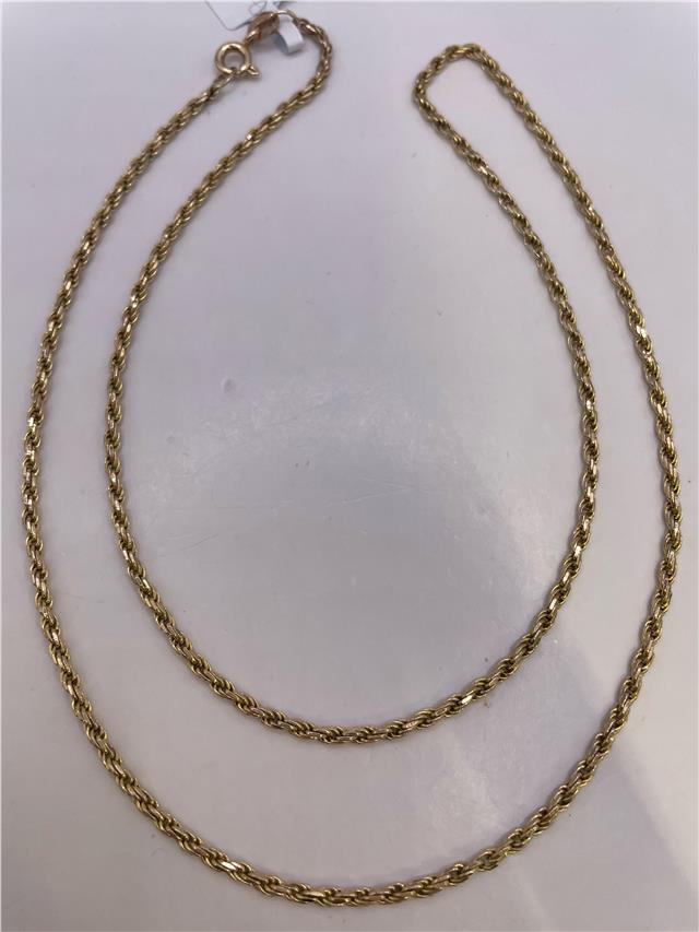 9ct yellow gold chain, unbranded, showcasing a delicate link design suitable for necklaces or pendants.