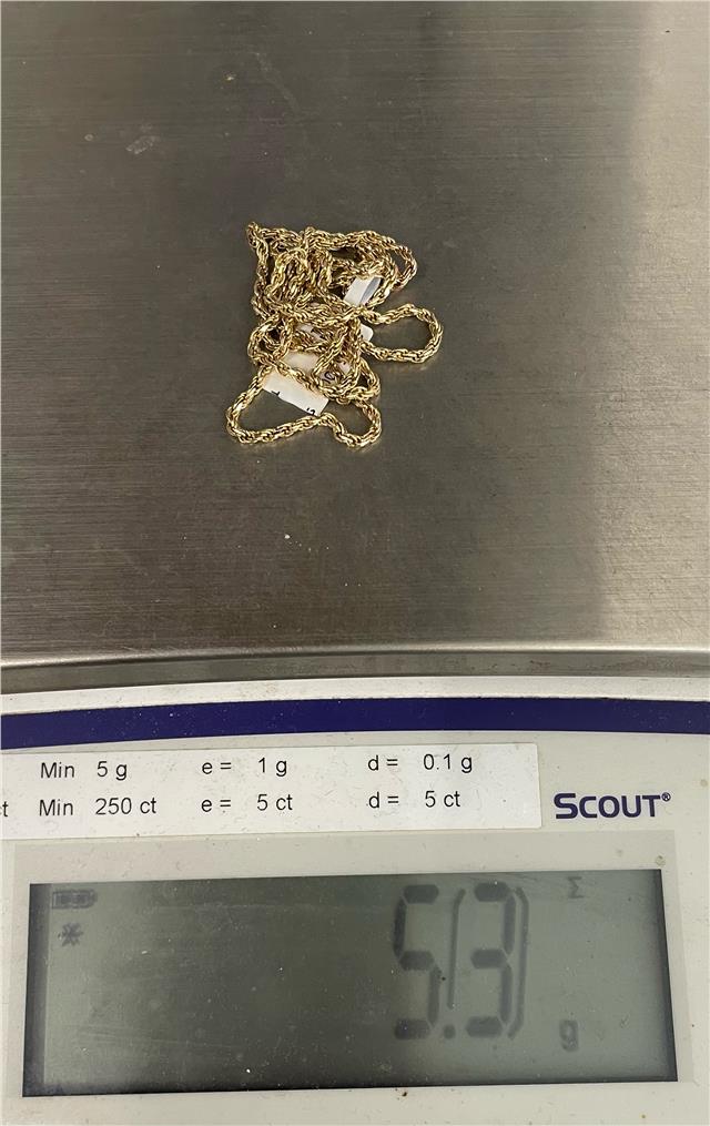 9ct yellow gold chain with a classic link design, lightweight jewelry accessory, unbranded style, close-up view of chain links
