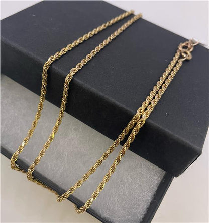 9ct yellow gold chain showcasing a sleek, polished design with a secure clasp, perfect for everyday wear.