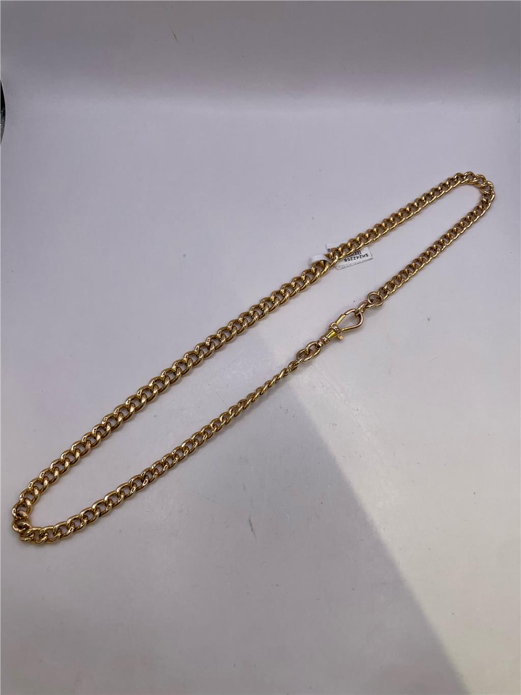 9ct yellow gold chain with a 36.8g weight, unbranded jewelry piece showing detailed gold links.