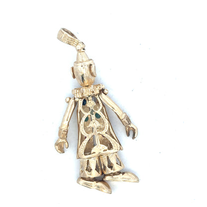 9ct yellow gold clown pendant with detailed face and colorful accents, weighing 20.3 grams, unbranded jewelry accessory