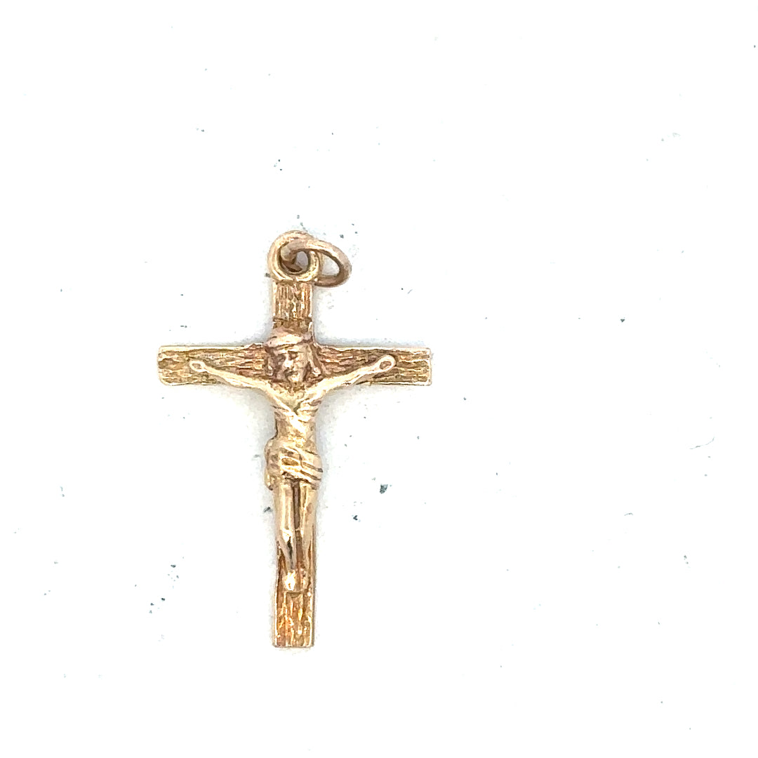 9ct yellow gold cross pendant weighing 1.6g, unbranded, featuring a simple cross design with polished finish.