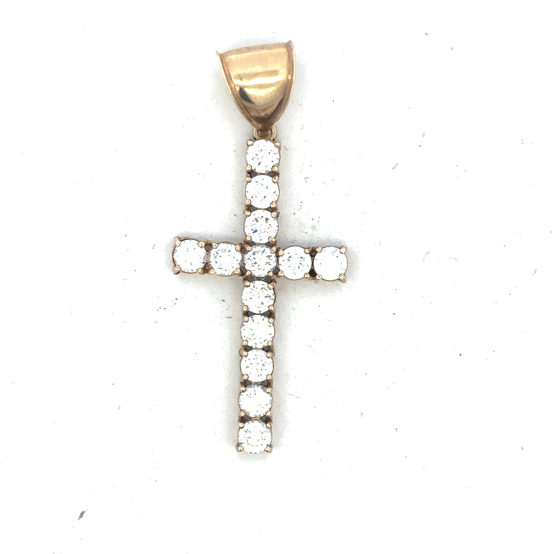 9ct yellow gold cross pendant with a 5.1g weight, showcasing a simple and elegant unbranded jewelry design.