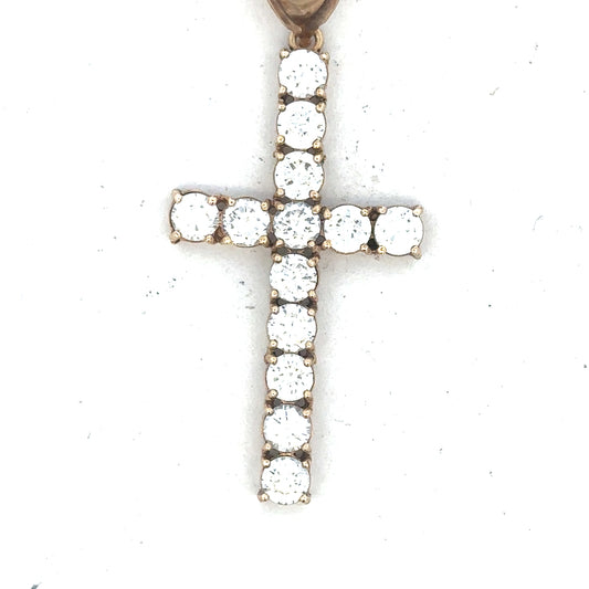 9ct yellow gold cross pendant, unbranded, weight 5.1g, detailed design visible in the image.