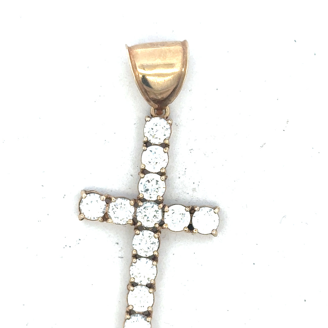 9ct yellow gold cross pendant weighing 5.1g, unbranded, featuring a classic design with polished finish, ideal for necklaces.