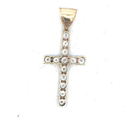 9ct yellow gold cross pendant, unbranded, weighs 5.1g, with a simple design, showcased against a neutral background.