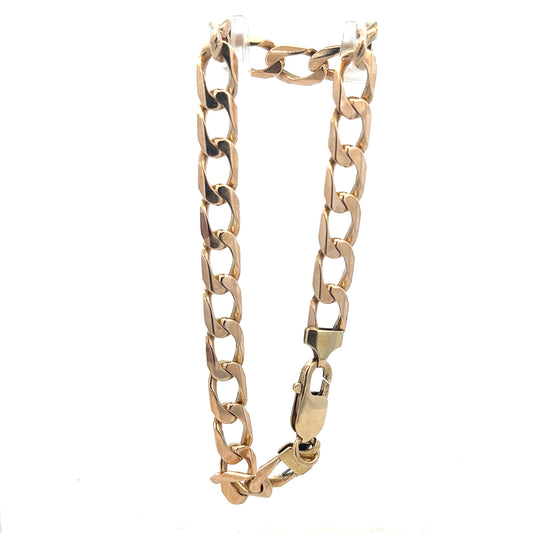 9ct yellow gold curb bracelet with an 18.3g weight, featuring a classic chain design, unbranded jewelry accessory.