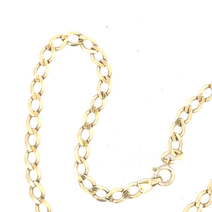 9ct yellow gold curb bracelet weighing 3.9g, unbranded, with a classic chain design visible in the image.