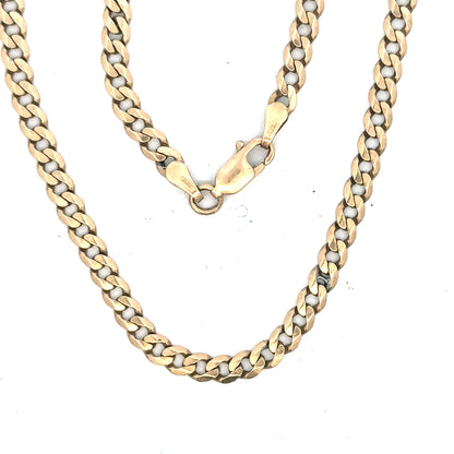 9ct yellow gold curb bracelet weighing 5.2g, unbranded jewelry piece with classic design and polished finish.
