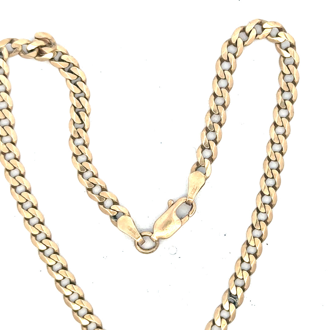 9ct yellow gold curb bracelet weighing 5.2g, unbranded, with a classic chain design visible in the image.