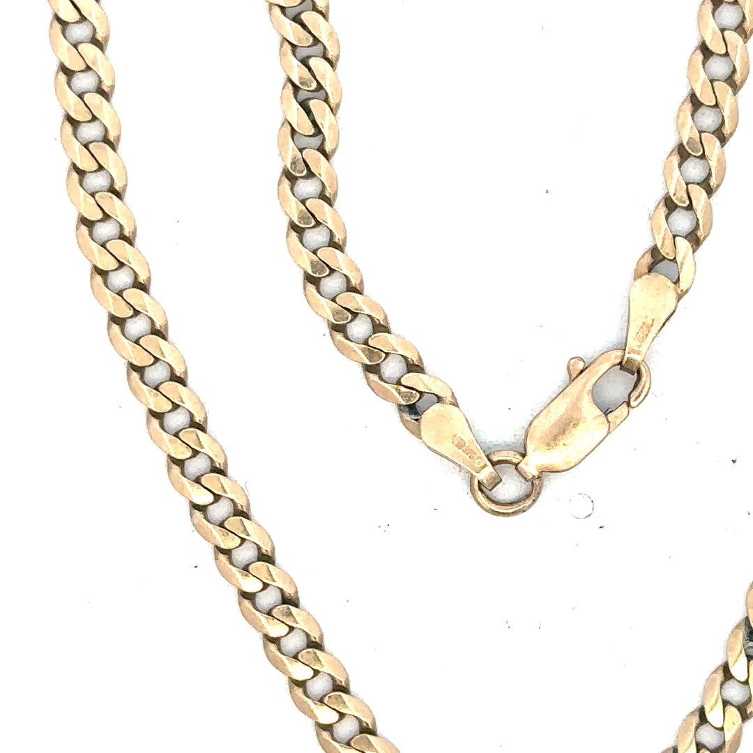 9ct yellow gold curb bracelet weighing 5.2g, unbranded, featuring classic chain links visible in the image.