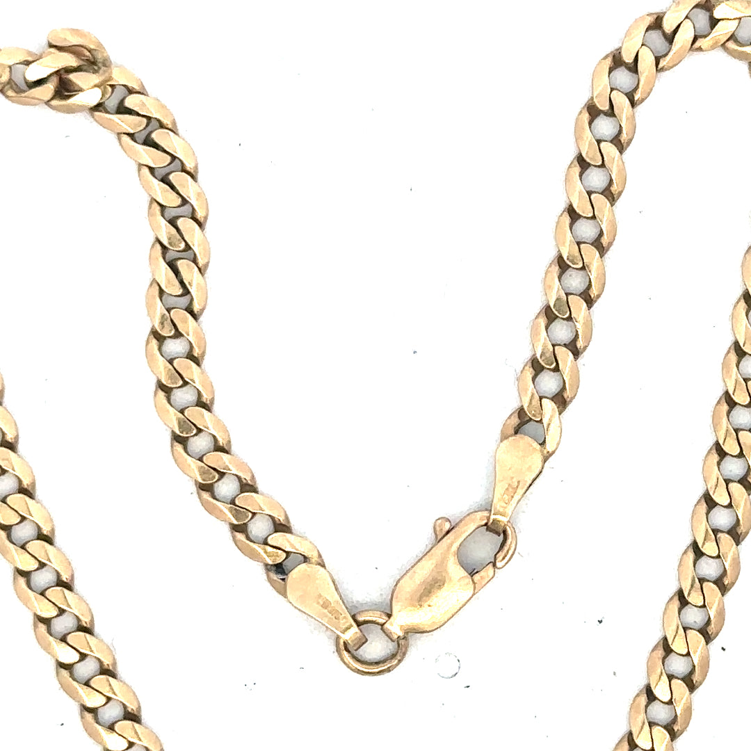 9ct yellow gold curb bracelet weighing 5.2g, unbranded, with polished links, displayed on a neutral background.