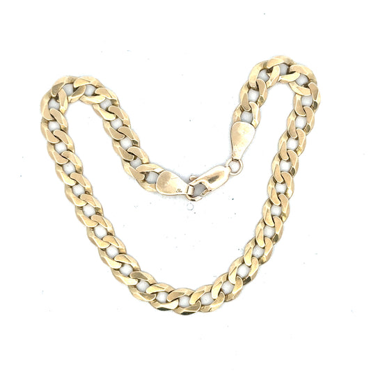 9ct yellow gold curb bracelet with 8.3g weight, featuring classic chain links, unbranded jewelry accessory for everyday wear.
