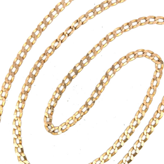 9ct yellow gold curb chain weighing 11.5g with a classic link design, unbranded jewelry chain for men's or women's accessories.