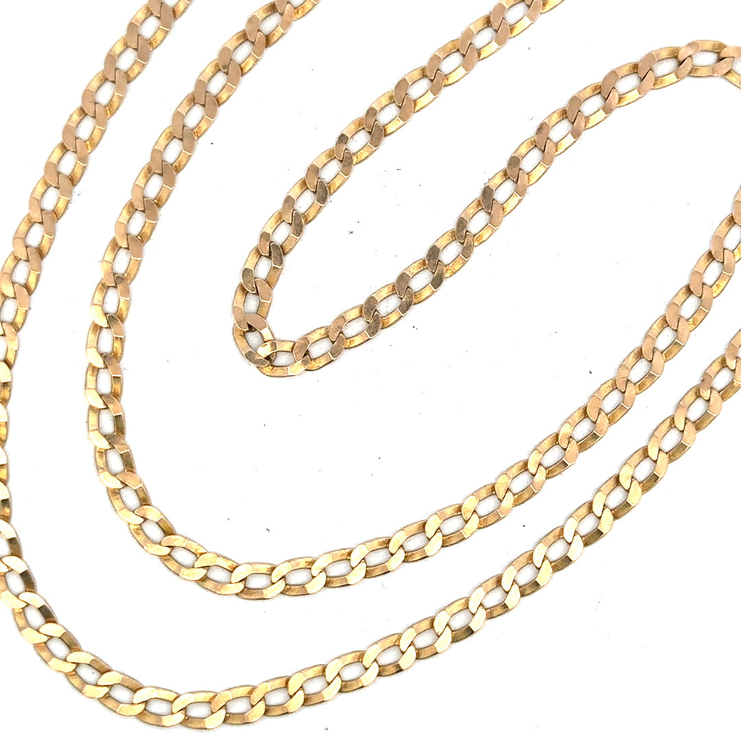 9ct yellow gold curb chain weighing 11.5g, featuring classic interlinked design, unbranded jewelry chain for men or women