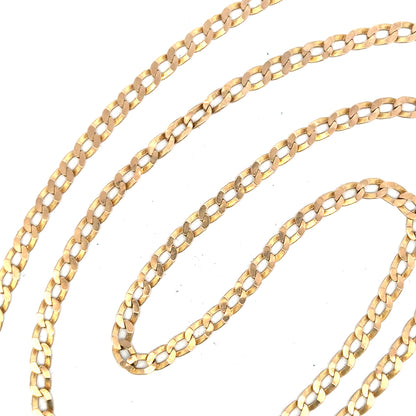 9ct yellow gold curb chain weighing 11.5g, showcasing a classic linked jewelry chain with a polished finish.